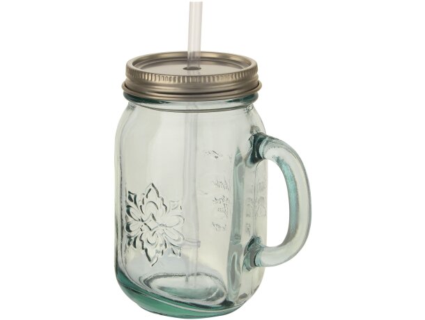Taza de vidrio reciclado con pajita Juggo Transparente claro detalle 7
