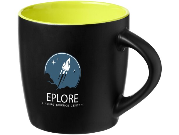 Taza cerámica Riviera 340ml mate con interior de color Negro intenso/lima detalle 18