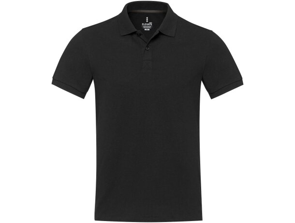 Polo manga corta unisex Aware Emerald con tejido reciclado Negro intenso detalle 14