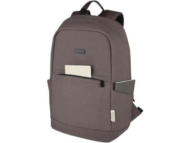 Mochila antirrobo Joey 18L portátil 15,6 lona reciclada GRS Gris detalle 18