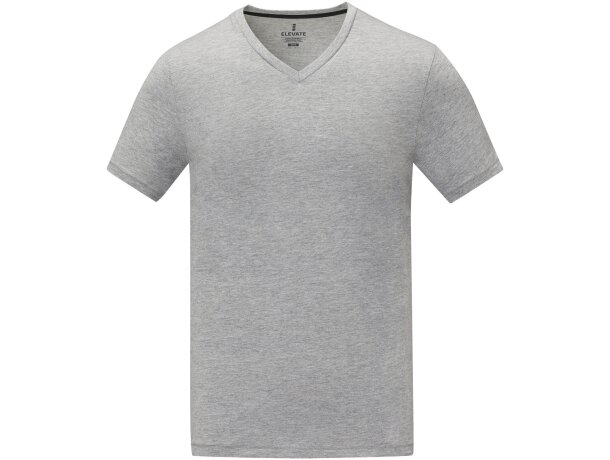 Camiseta de manga corta y cuello en V para hombre Somoto Gris mezcla detalle 14