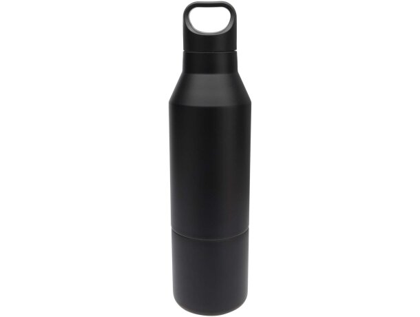 Botella isotérmica acero reciclado Odessy con vaso extraíble Negro intenso detalle 3