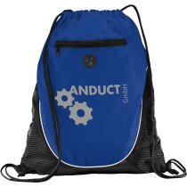 Mochila con cuerdas con lateral de rejilla personalizada azul medio Mochila con cuerdas con lateral de rejilla personalizada azul medio