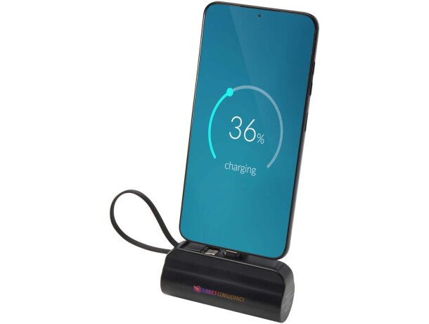 Batería externa Alnair 5000 mAh con plástico reciclado Negro intenso detalle 1