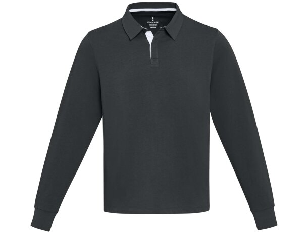 Sudadera polo rugby unisex Clyde algodón orgánico 280 g/m² Negro intenso detalle 1