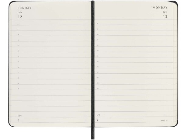 Agenda diaria de bolsillo Moleskine con tapa dura y cierre Negro intenso detalle 5