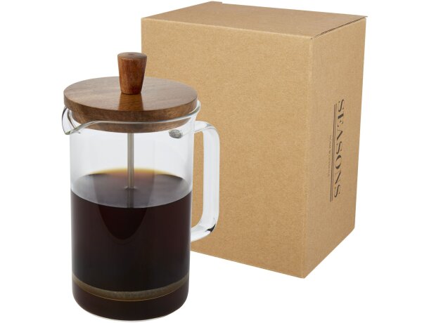 Cafetera de prensa francesa Ivorie 600ml vidrio borosilicato Transparente/madera detalle 8