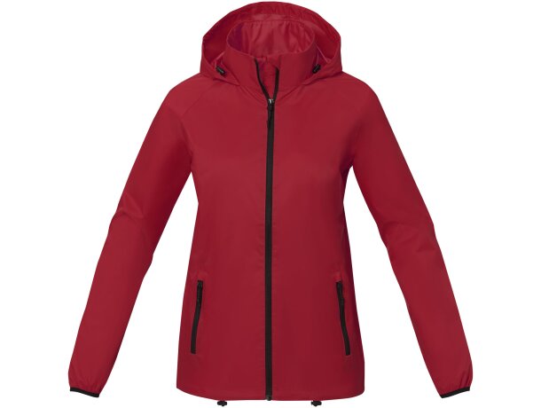 Chaqueta ligera impermeable mujer Dinlas con capucha enrollable Rojo detalle 5
