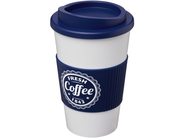 Vaso térmico 350ml con agarradera Americano Blanco/azul detalle 33