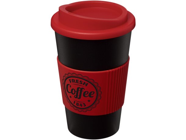 Vaso térmico 350ml con agarradera Americano Negro intenso/rojo detalle 13
