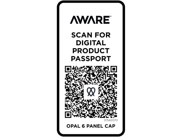 Gorra reciclada seis paneles Aware Opal con rastreador QR detalle 19