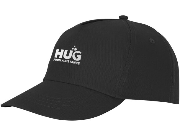 Gorra promocional de 5 paneles con impresión personalizada Negro intenso detalle 68