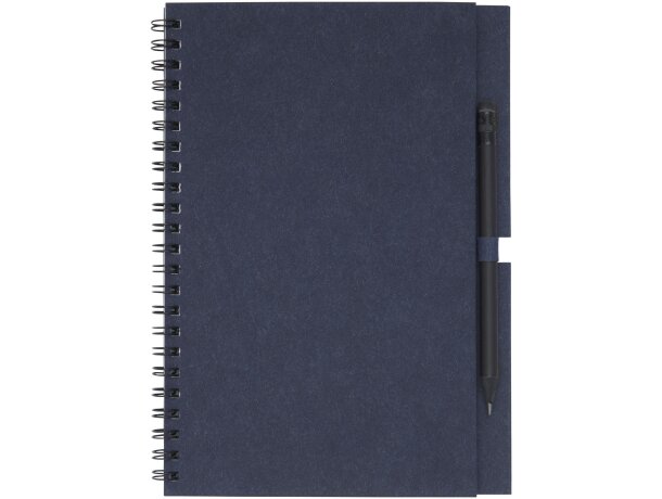 Libreta mediana con espiral y lápiz Luciano Eco Azul oscuro detalle 6