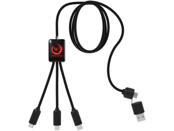 Cable de carga extensible 5 en 1 SCX.design C28 Rojo/negro intenso detalle 5