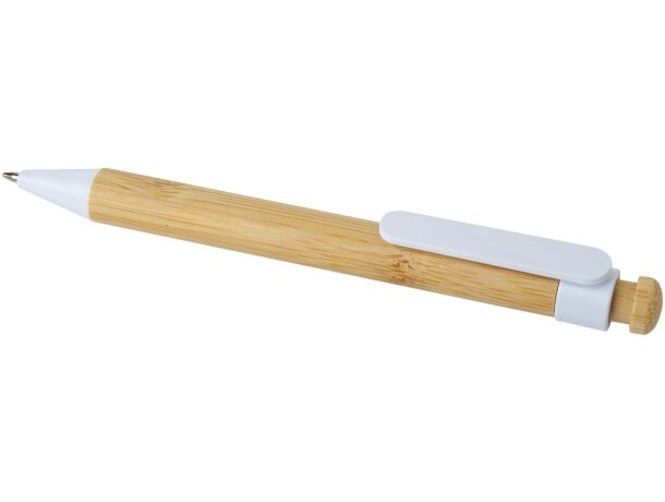 Bolígrafo Rattan bambú certificado FSC y plástico reciclado Blanco detalle 6