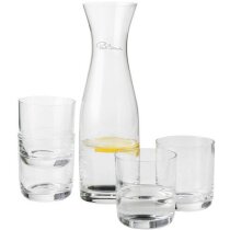 Set de botella de cristal y 4 vasos transparente Set de botella de cristal y 4 vasos transparente