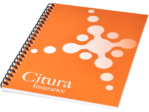 Libreta A5 Desk-Mate espiral papel FSC cubierta resistente personalizado Blanco detalle 8