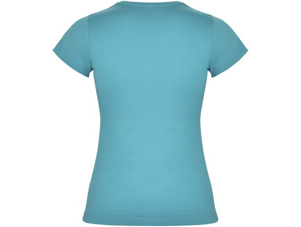 Camiseta mujer manga corta Jamaica Roly 100% algodón entallada Azul turquesa detalle 26