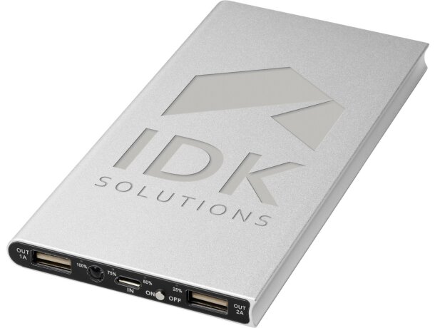 Batería externa de aluminio Plate 8000 mAh con USB tipo C Plateado detalle 8