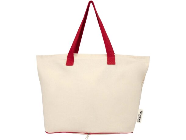 Bolsa tote Sierra 12L algodón reciclado certificado GRS Natural/rojo detalle 14