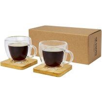 Tazas Manti vidrio borosilicato con posavasos