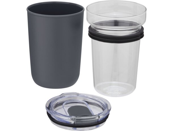 Vaso Bello vidrio borosilicato 420ml con carcasa reciclada Gris detalle 22