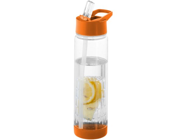 Botella deportiva y ligera con infusor de rosca para fruta 740 ml personalizada transparente/lima