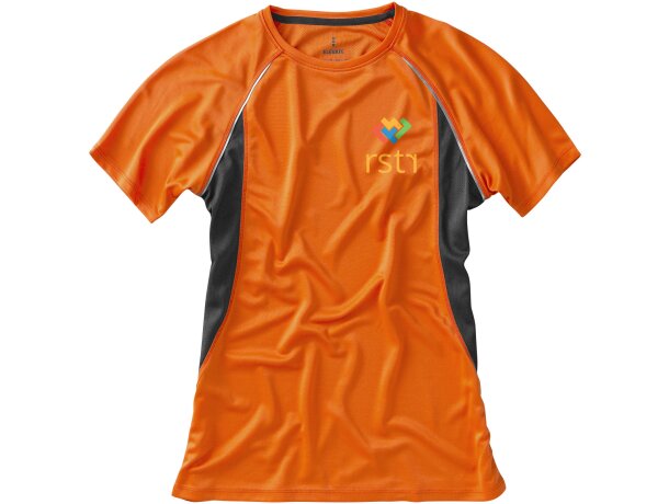 Camiseta técnica Quebec de manga corta blanca detalles de color de mujer Naranja/antracita detalle 6