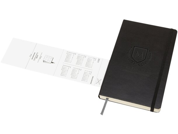 Agenda diaria Moleskine con tapa dura y cierre elástico 2026 Negro intenso detalle 1