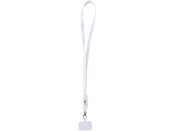 Lanyard de plástico reciclado para smartphone Franz Blanco detalle 6