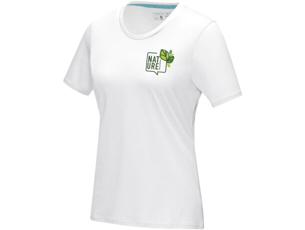 Camiseta orgánica GOTS de manga corta para mujer Azurite Blanco detalle 1