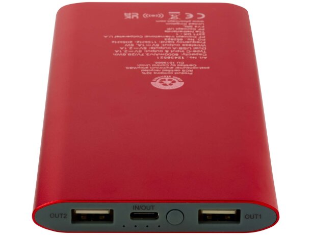 Batería externa inalámbrica Juice 8000 mAh aluminio reciclado Rojo detalle 12