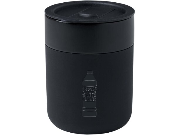 Vaso de cerámica Java 330ml con tapa antiderrames Negro intenso detalle 1