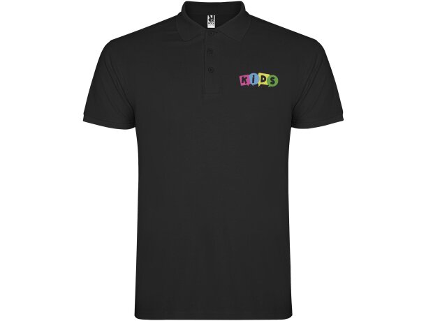 Polo de manga corta infantil Star Roly en punto piqué Negro intenso detalle 4