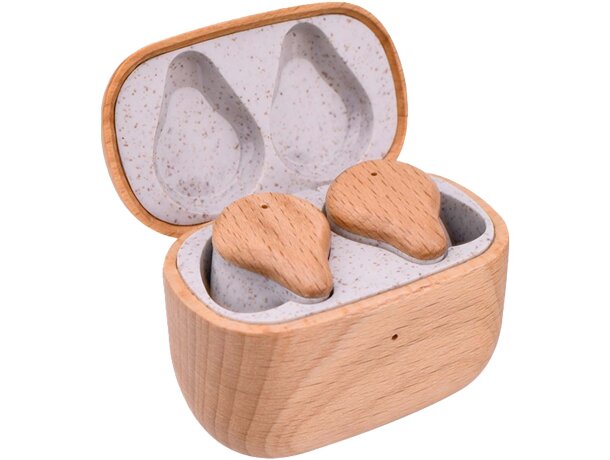 Auriculares TWS163 Prixton con tecnología ENC y Bluetooth 5.0 Madera detalle 4