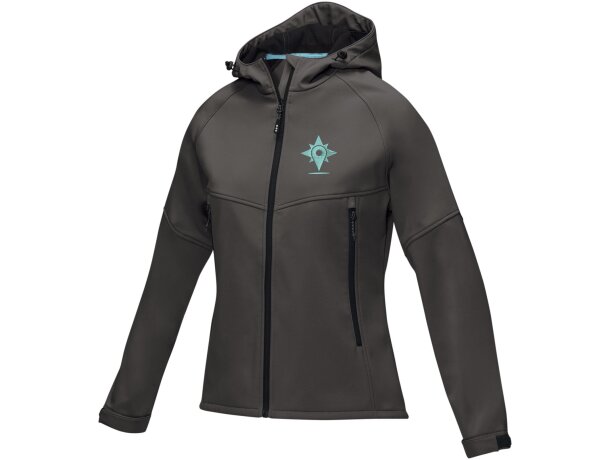 Chaqueta softshell reciclada Coltan para mujer con GRS Gris tormenta detalle 9