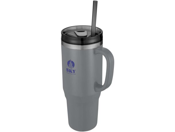 Vaso térmico con pajita Melbourne 1200ml acero reciclado Gris detalle 13