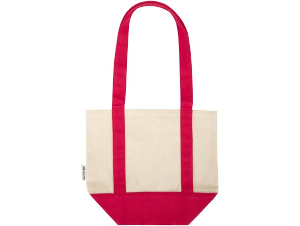 Bolsa tote mini algodón reciclado certificado GRS 320 g/m² Sam Rojo/natural detalle 10