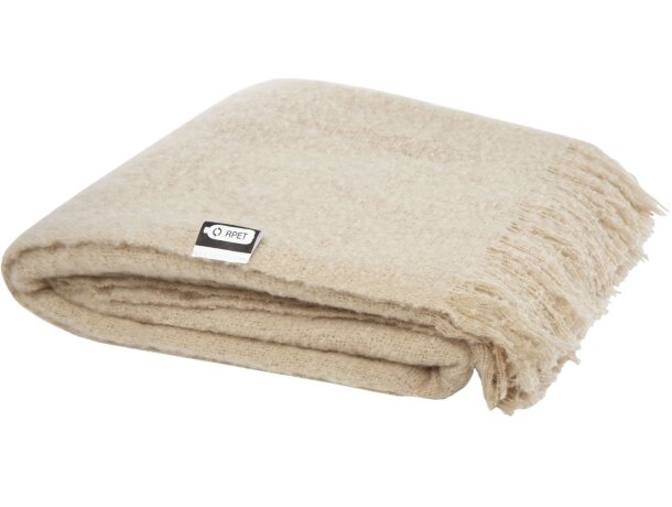 Manta sostenible Ivy de mohair y RPET con certificación GRS Beige detalle 6