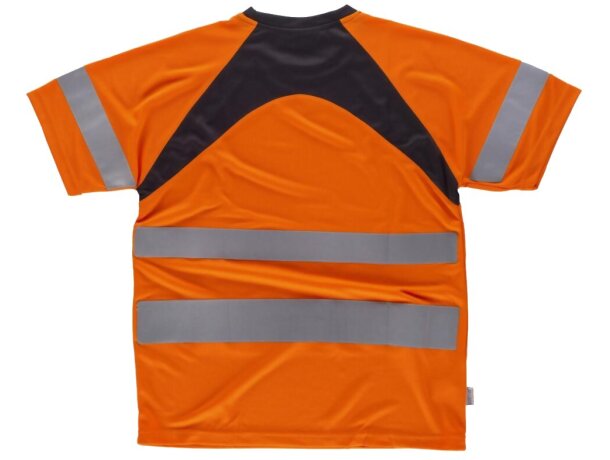 Camiseta de poliester combinada de alta visibildad naranja a.v. negro merchandising