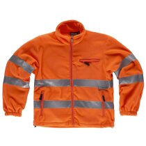 Chaqueta polar&nbsp;reflectante promocional con bandas amarillo