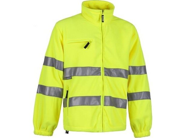 Polar con bandas reflectantes y cuello alto personalizado amarillo