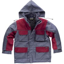 Parka acolchada bicolor con capucha ajustable