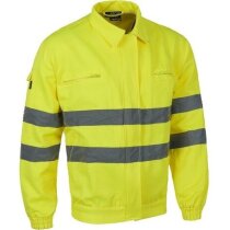 Chaqueta monocolor con reflectantes y bolsillos personalizada amarilla Chaqueta monocolor con reflectantes y bolsillos personalizada amarilla