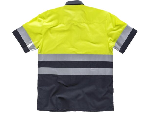 Camisa de alta visibilidad de manga corta bicolor marino amarillo a.v.