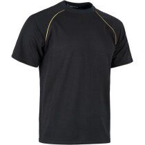 Camiseta manga corta unisex con detalles en alta visibilidad 135 gr personalizada negra Camiseta manga corta unisex con detalles en alta visibilidad 135 gr personalizada negra