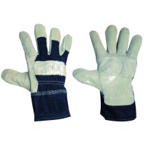 Guantes de seguridad en piel y tela vaquera