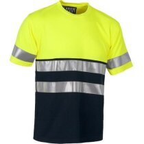 Camiseta en dos colores con bandas reflectantes amarilla Camiseta en dos colores con bandas reflectantes amarilla