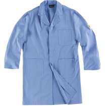 Bata sanitaria ESD blanca con fibras conductoras