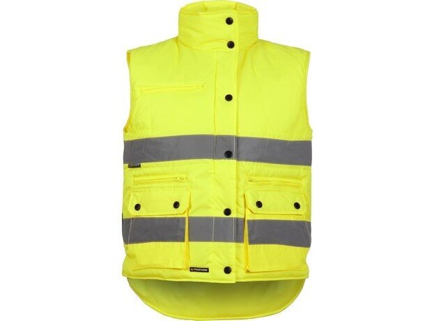 Chaleco acolchado con bolsillos de alta visibilidad personalizado amarillo